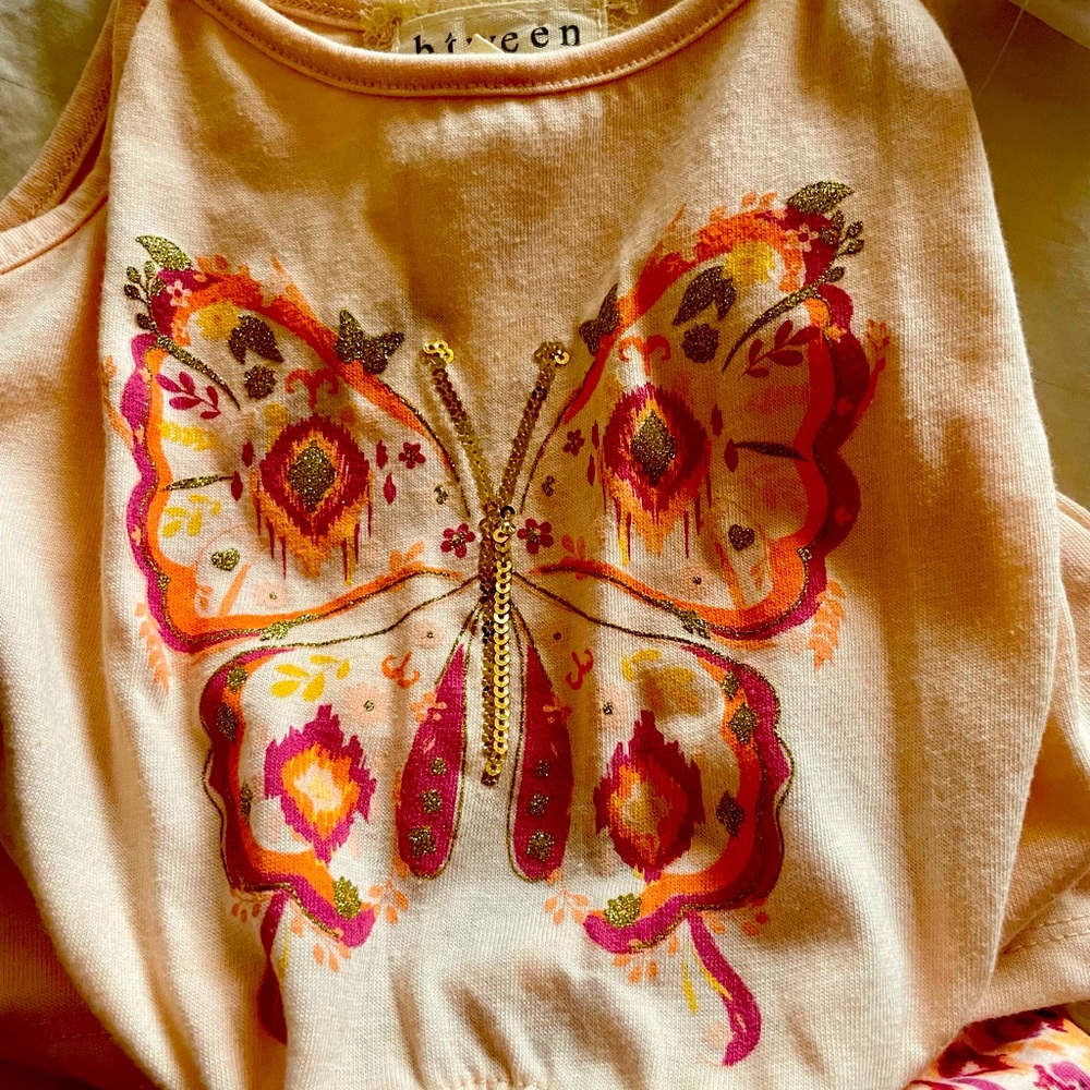 BTWEEN Short Set Girls Size 4 NWT Butterfly - Picture 3 of 4